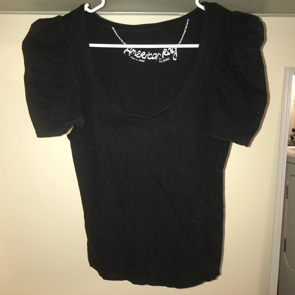 Black ruffle sleeve top